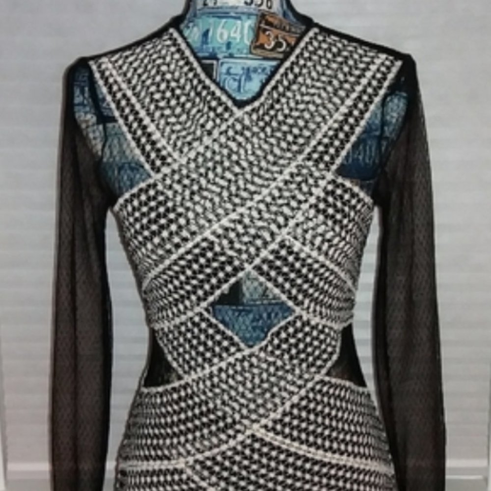 Topshop Long Sleeve Bandage Bodycon Dress